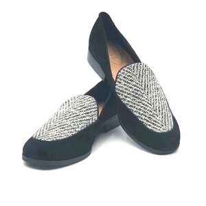 Evolve Easy Spirit Pip8 Women Size 8M Black Suede Loafer Marbled Grosgrain Top